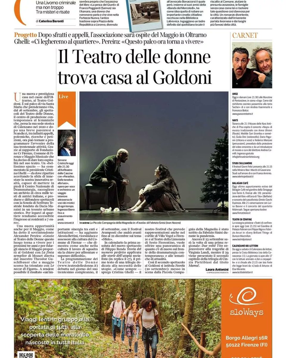 📇PARLANO DI NOI
<a href="/corrierefi/">Corriere Fiorentino</a>

#teatrodelledonne #rassegnastampa #avamposti #teatrogoldoni #FondazioneCRFirenze #festival #press