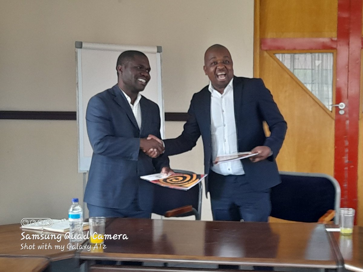aezimbabwe's tweet photo. ALMA Executive Director, Dr Moses Chundu and AEZ President, Mr Alson Darikayi at the signing of a partnership between AEZ and ALMA for the implementation of Transformative training for leadership, empowerment and community development programs nationwide
#EmpowermentisNow https://t.co/fNt48MbLK2