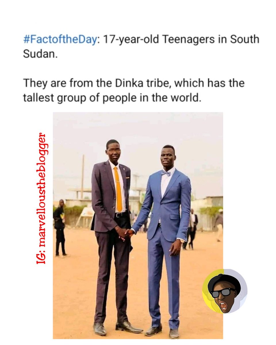 marvtheblogger's tweet photo. #FactoftheDay: 17-year-old Teenagers in South Sudan.
They are from the Dinka tribe, which has the tallest group of people in the world.
#southsudan #dinkatribe #southsudanese #africanwonder https://t.co/KpQTvUDuk7