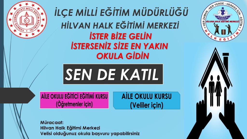 HilvanHalk's tweet photo. Aile Okulu Eğitici Eğitimi ve Veli Eğitimi kurslarımıza kayıtlar başlamıştır.  @mebhbogm @sanliurfammem63 @Hilvan_MEM @SinanATES_63 @karaoglu_ferit @orhanbebe1 @azger_halil https://t.co/hDagsyU7ns