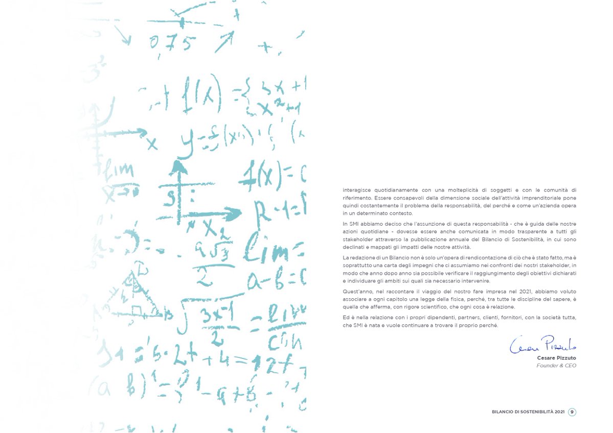 «Ho 5 nipoti. Con ognuno di loro ho attraversato il tempo dei perché [...] All’università ho scoperto che a molti di questi perché, una risposta la sapeva dare la fisica...»

Così <a href="/CesarePizzuto65/">Cesare</a> presenta il secondo bilancio di sostenibilità di #SMI ➡️ bit.ly/bil-sos21