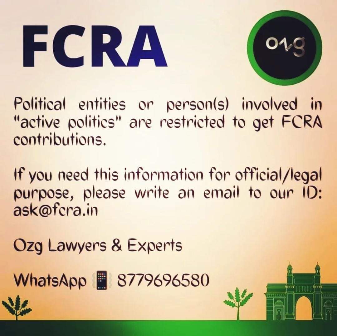 OzgLawBandra's tweet photo. Political entities or person(s) involved in active politics are restricted to get FCRA contributions.
Email โ๏ธ ask@fcra.in
#fcraregistration #FCRAConsultant #FCRA #ngoindia #ozglaw #FemaConsultant #ozglawyers #sec8company #fcraviolation #politicalpartydonation #foreigndonation https://t.co/MhplgfbBi1