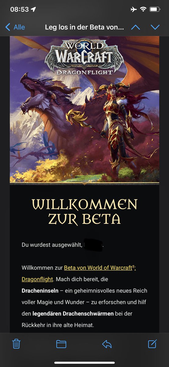 Yeah! #Dragonflight #Beta invite! Jetzt wird ausgiebig getestet und Bugs gemeldet. Gehyped bin ich ja schon ein wenig! 

#dragonflightbeta #Blizzard #Wow #worldofwarcraft