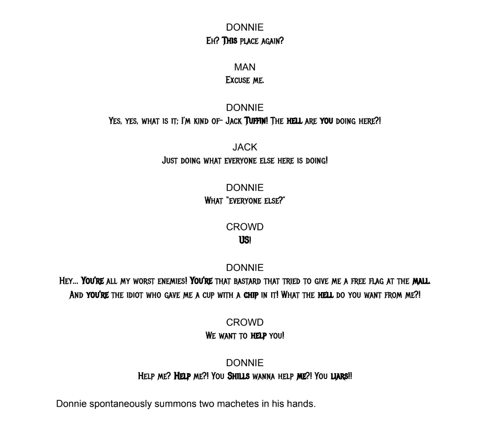 DTFP_Webcomic's tweet photo. Script to page(s).
From #DonnieTheFightingPsychopath episode 3, #TheDreamscape
#Donnie #DTFP #TapasMedia #Tapas #Webcomic #Comic https://t.co/GqjVRqT6Ev