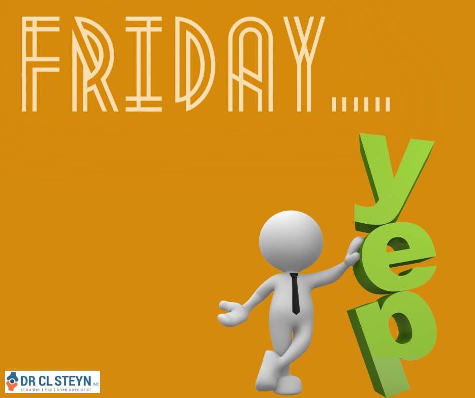 DrCLSteyn's tweet photo. It's Friday! Waiting for the clock to tick down? Yep....us too. Have a great weekend doing what you do! #happyfriday #weekend #finalcountdown #enjoytheweekend https://t.co/zrFCCx4y83