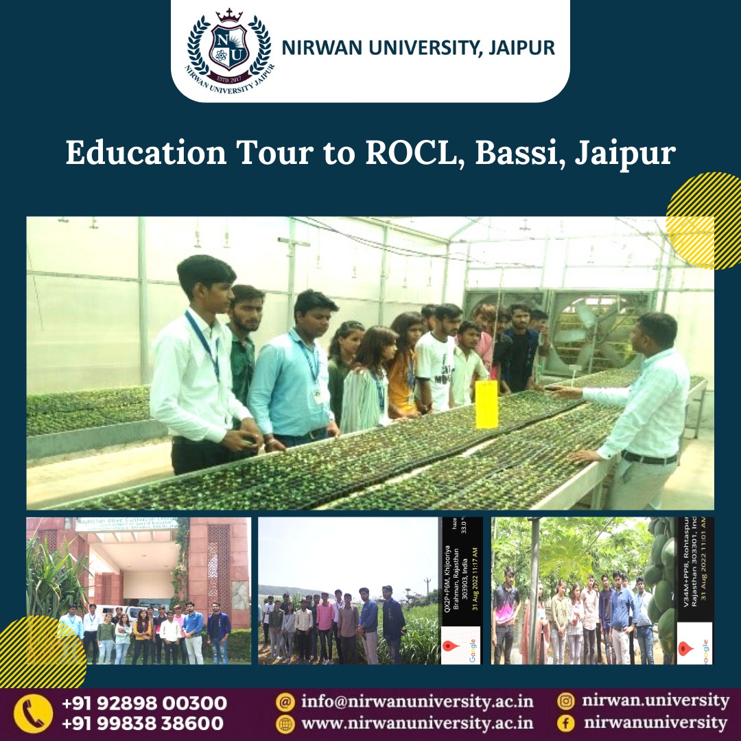 nirwanuniv's tweet photo. The faculty of #Agriculture organized an Educational Tour for the Agriculture students. They visited Rajasthan Olive Cultivation Limited (ROCL), Bassi, Jaipur on the 31st August, 2022.
https://t.co/sh1DjWiufh
#EducationalTour #ROCL #Exploration #NirwanUniversityJaipur #Nirwan https://t.co/cp6PgOgYHc