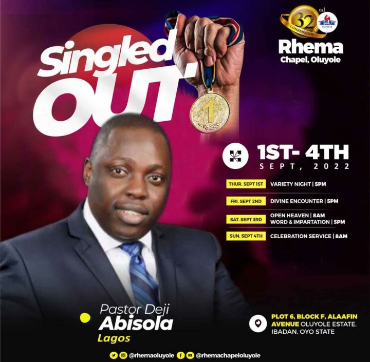 rhemaoluyole's tweet photo. We are shifting gears in Day 2 of our 2022 Convention as πππ¬ππ¨π« πππ£π’ πππ’π¬π¨π₯π @sllacen will be ministering today under the unction of the #HolySpirit. Halleluyah!
#ExperienceRhema
#learnthesecrets
#SingledOut
#Convention2022 https://t.co/W1rLtmKhwq