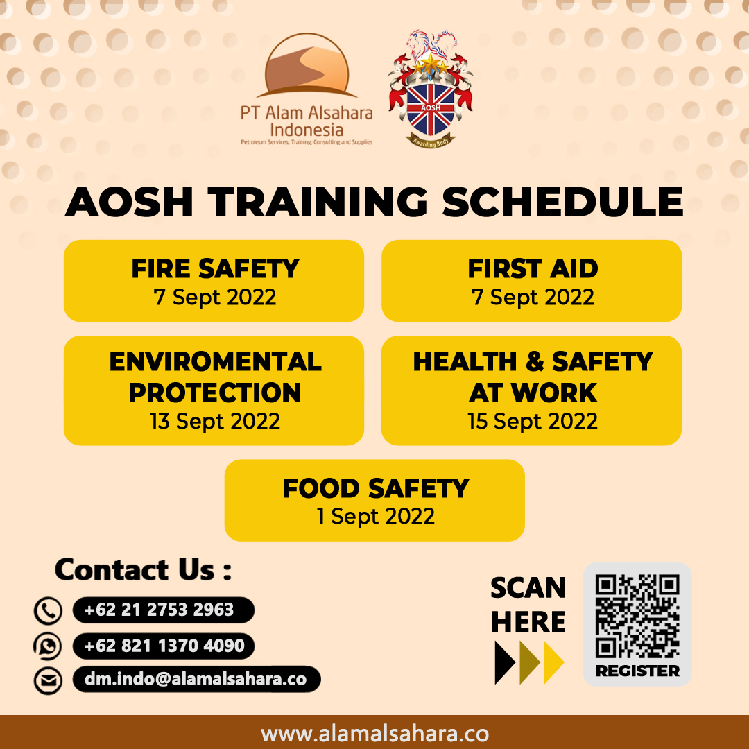 Saharaid_'s tweet photo. AOSH TRAINING SCHEDULE
======
Register on : https://t.co/IUMDScYl6k
#alamalsaharaid #pelatihanmigas #sertifikasimigas #migas #oilandgas #petroleum #schlumberger #halliburton #pertamina #offshore #aosh #anakteknik #pelatihank3 #k3
#firesafety #firstaid #foodsafety #hse https://t.co/0y598EfKow