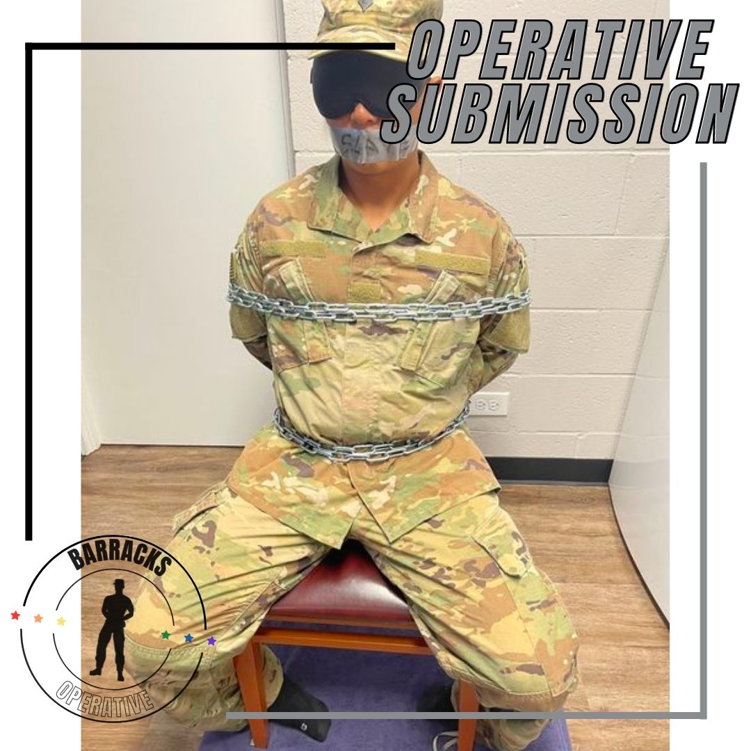 barracksops's tweet photo. OpsRep 22-09-001
Operative @Pup_Rexsan
Subject: Chain of Command
The chains were pulled out for today's check-in with the Sergeant. Gonna like it here!
#barracksoperative #gaymilitarymen #nsfwbarracks #bondage #uniformstud #gaymilitarybrotherhood #operativesubmission https://t.co/C8Wq8kjBTo