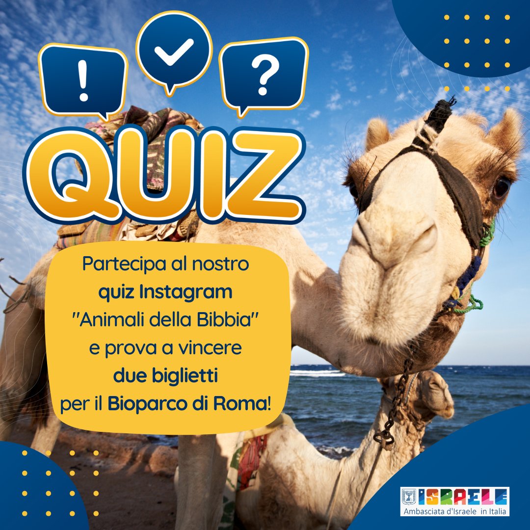 ULTIMA CHANCE ⏰ di partecipare al #quiz "#Animali della Bibbia" 🦁🐺🐻 sulle nostre storie #Instagram!

Gioca e prova a vincere due biglietti per il #Bioparco di Roma.

Affrettati, hai tempo fino alle 11:00 ⏳

Clicca qui per iniziare il quiz: shorturl.at/xY278