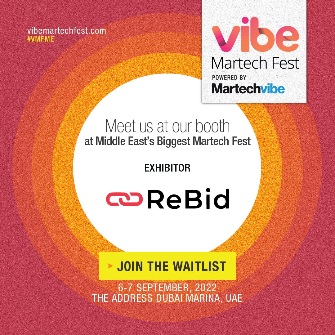 rebidco's tweet photo. The stage is set for #ReBid at the @MartechVibe Fest. Visit us at our booth to learn about how to be a Future-Proof #marketer!
Register for the event using our special promo code -REB2022: https://t.co/ci4ePzWK1U
#MADTech #VMFME #adtech #martech https://t.co/0sgnUMCXRh