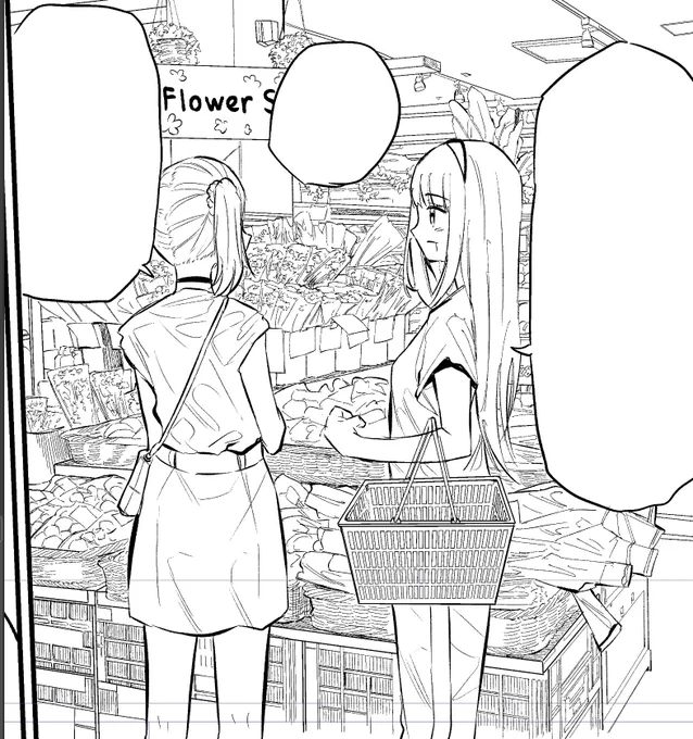 今月背景スタッフさん誰もつかまらなくて泣きながら背景埋めてる。
このコマ30分チャレンジしてた。 