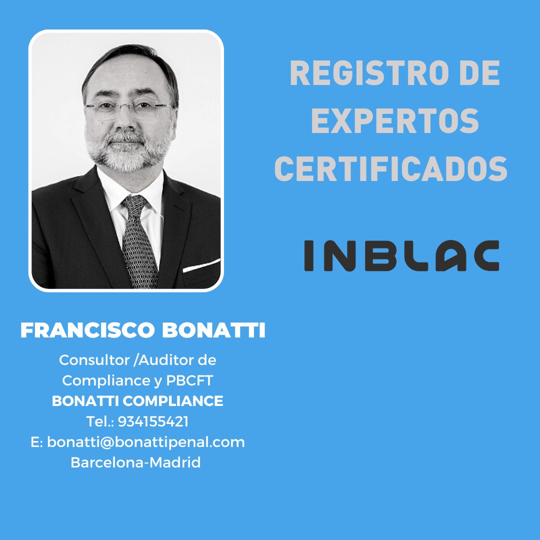 Asoc_INBLAC's tweet photo. 🔲 Uno de los objetivos de #INBLAC es poner a disposición de los #SujetosObligados que los precisen una relación de #ExpertosExternos que hayan acreditado conocimientos suficientes para elaborar correctamente sus informes de #ExpertoExterno.
#pbc#expertosexternosenpbc #pbcft https://t.co/LfcoXFUYI9