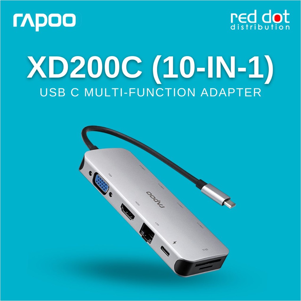 This USB C 10-in-1 multi-function adapter is compatible with tablets and external devices. It is compact, and a must have for anyone that needs to connect various devices to their USB-C notebook.

Get in touch to learn more!

#RedDotDistribution #Rapoo #multi_function