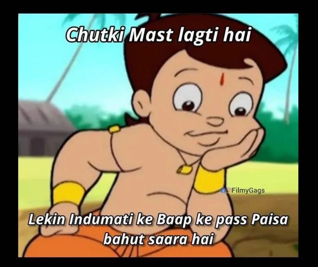 “Chutki :He must be thinking about his career Meanwhile :Bheem🤔 #chotabhee...