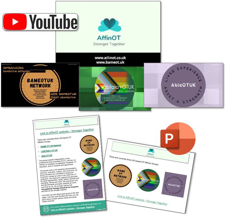 LGBTQIA+OT UK (@lgbtqiaotuk) on Twitter photo University induction affinity group resource pack now en route via email - Together w/ <a href="/BAMEOTUK/">BAMEOTUK</a>
& <a href="/AbleOTUK/">AbleOTUK</a> we’ve co-produced videos, .ppt & .pdf resources introducing the groups. Huge thank you to all who contributed. <a href="/hspenceruk/">Hannah Spencer (they/them) 🏳️⚧️🏳️🌈</a> @OT_LauraO_ACS #StrongerTogether University induction affinity group resource pack now en route via email - Together w/ <a href="/BAMEOTUK/">BAMEOTUK</a>
& <a href="/AbleOTUK/">AbleOTUK</a> we’ve co-produced videos, .ppt & .pdf resources introducing the groups. Huge thank you to all who contributed. <a href="/hspenceruk/">Hannah Spencer (they/them) 🏳️⚧️🏳️🌈</a> @OT_LauraO_ACS #StrongerTogether