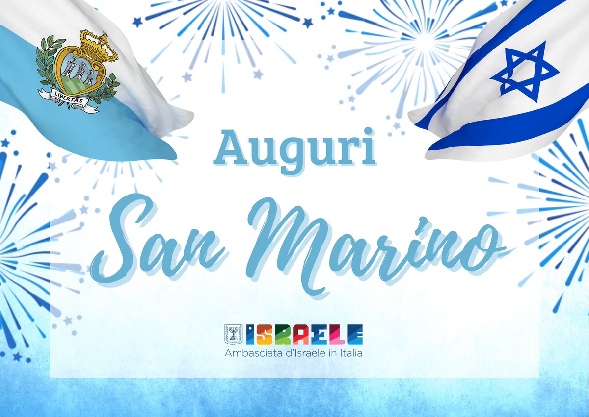 Buon anniversario della fondazione della Repubblica di San Marino 🇸🇲
Tanti auguri da Israele 🇮🇱

#IsraelinSanMarino #SanMarino #IsraeleaSanMarino #friendship #amicizia #independenceday #anniversario #repubblicadisanmarino