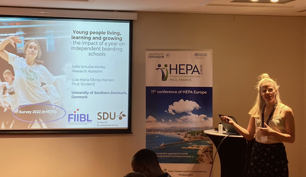 <a href="/MorleySofie/">Sofie Morley</a> præsenterer data fra vores store undersøgelse af idrætsefterskoleelever på HEPA konferencen i Nice 💡💡💡 <a href="/ElkrogLise/">Lise Elkrog-Hansen</a> <a href="/SDUIOB/">Idræt og Biomekanik</a> <a href="/UclDk/">UCL Erhvervsakademi og Professionshøjskole</a> <a href="/uc_syd/">UC SYD</a> #hepaeuro2022