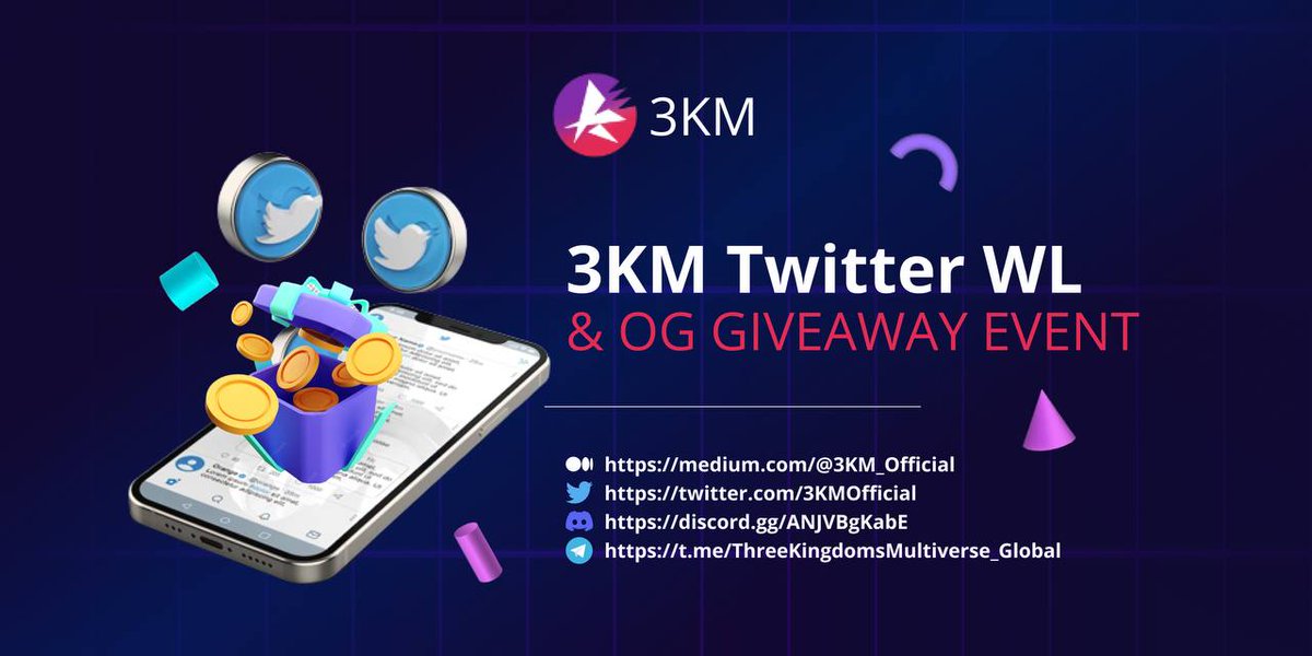 [ 3KM X Marshall ]

🎁GEM * 10ea
🎁OG * 10ea
🎁WL(FCFS) * 20ea 
⏰Ends in 9/6 23:59:59 KST

✅Join telegram
t.me/ThreeKingdomsM…

✅Like,RT,Tag 3 friend

✅google form
forms.gle/jeQjNEJBo1tecv…