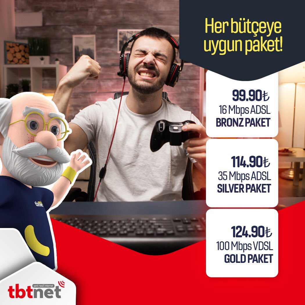 Her bütçeye uygun kotasız, taahhütsüz, hızlı internet! 🥳 Tüm paketlerimize tbtnet.net üzerinden ulaşabilirsiniz.  🖥 
📞 Destek Hattı: 0850 650 00 41

#tbtnet #internet #kotasızinternet #hızlıinternet #adsl #vdsl #wifi #fiber #gigafiber #tarife #paket