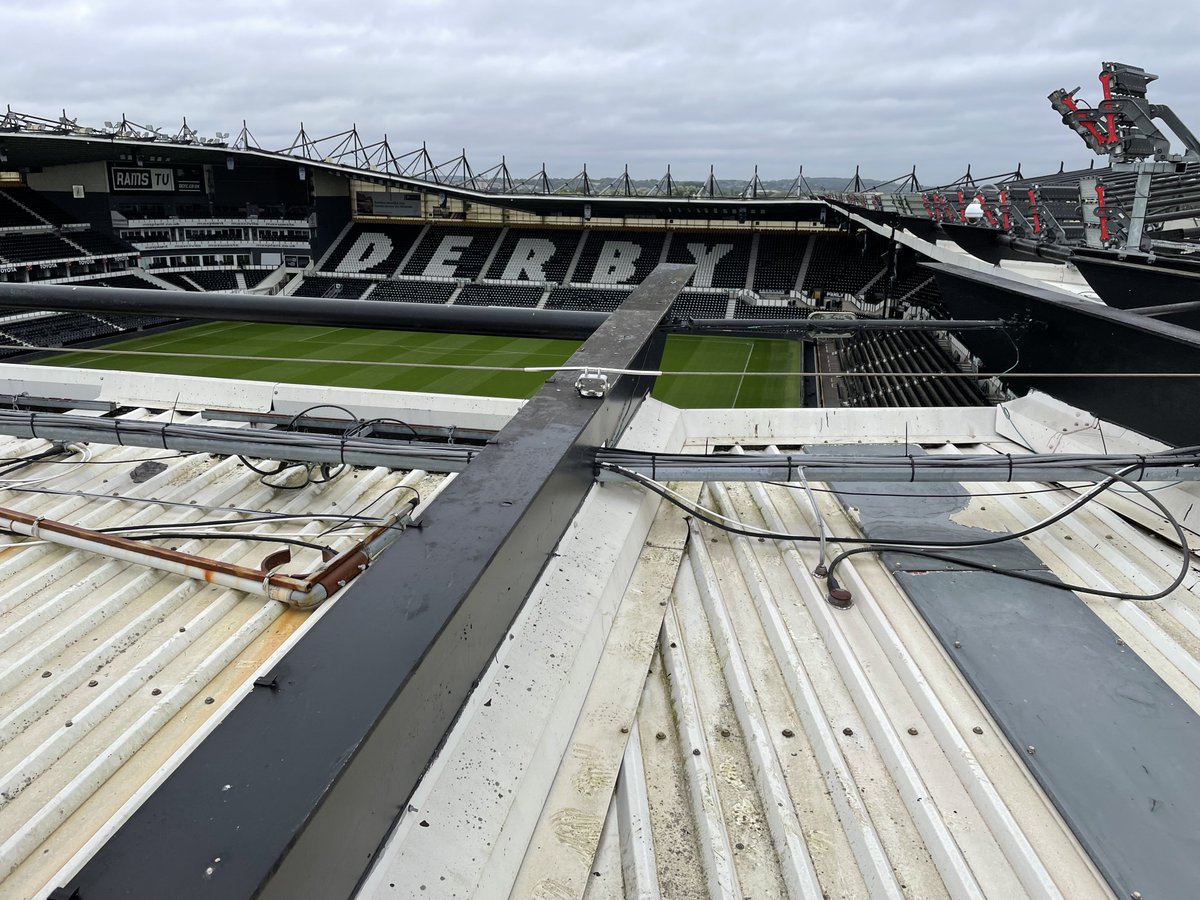 shire_uk's tweet photo. This survey we completed for a new telecoms design involved having new antennas and radios installed on the Derby Football Stadium.

The climbing team completed a high-level survey of the stadium superstructure to carry out a structural analysis report.
#football #stadium #shire https://t.co/npBT6Yilml