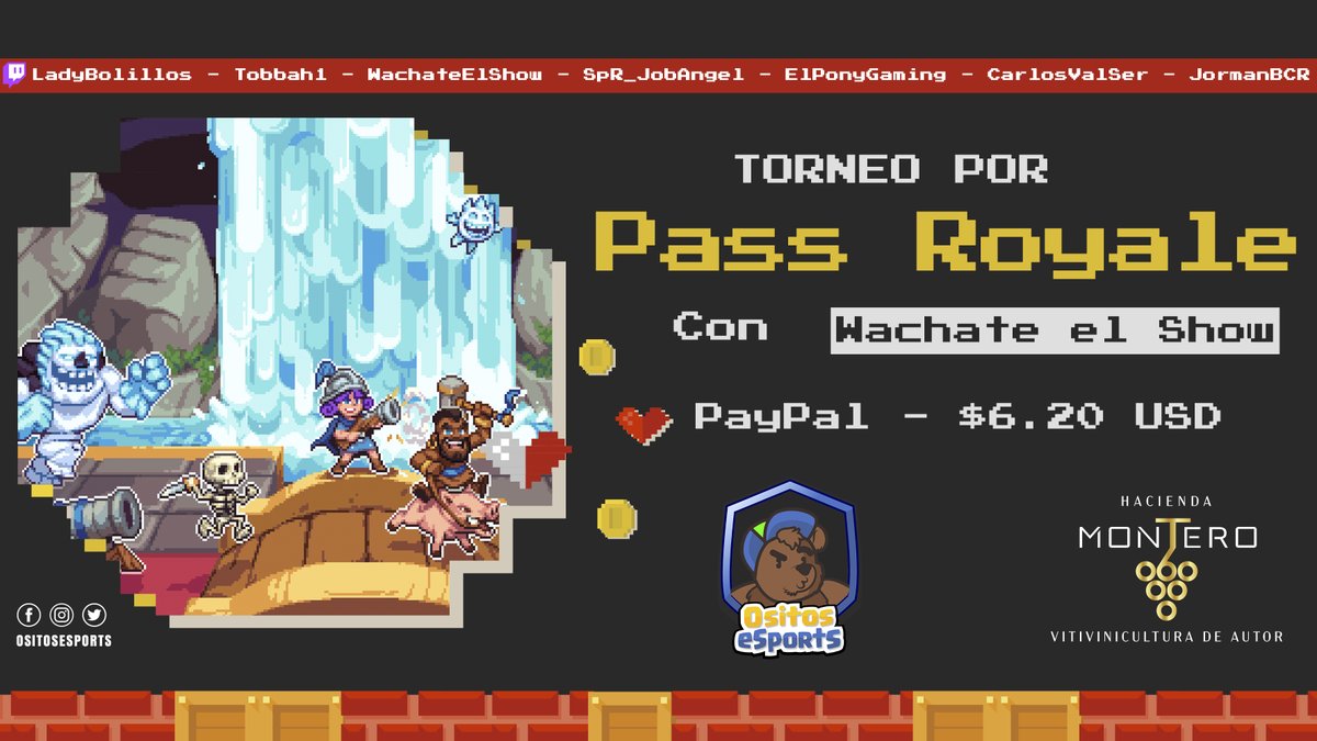 OsitosEsports's tweet photo. ⚔️TORNEO POR PASS ROYALE
⏰Viernes 02 a las 22:00🇲🇽
🌐Duelo Amistoso - entre el🥇&amp;🥈del Torneo

📺#WachateElShow 🧸
https://t.co/zNAKQ3dCdH

✨Requisitos para reclamar el premio✨

✅ Seguir a @BastianShow11 - @OsitosEsports &amp; @Magical_Ositos
✅ Dar RT 🔄 &amp; ❤️

🐻#OsitosLeague🐻 https://t.co/y6HD5grO5o