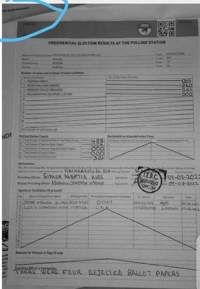 Naomikibandi's tweet photo. On the same form 
Agents signed 2 days before the election. Muranga county my own bedroom!! https://t.co/H2v9Z1z6E0