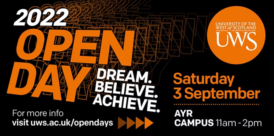 UWS (@uniwestscotland) on Twitter photo <a href="/North_Ayrshire/">North Ayrshire Council</a> TOMORROW: Visit UWS Ayr Campus for our Undergraduate Open Day on Saturday 3rd September from 11am-2pm. Tour the campus, meet academics and find out more about studying with us. Find out more and register here: uws.ac.uk/study/open-day… <a href="/North_Ayrshire/">North Ayrshire Council</a> TOMORROW: Visit UWS Ayr Campus for our Undergraduate Open Day on Saturday 3rd September from 11am-2pm. Tour the campus, meet academics and find out more about studying with us. Find out more and register here: uws.ac.uk/study/open-day…