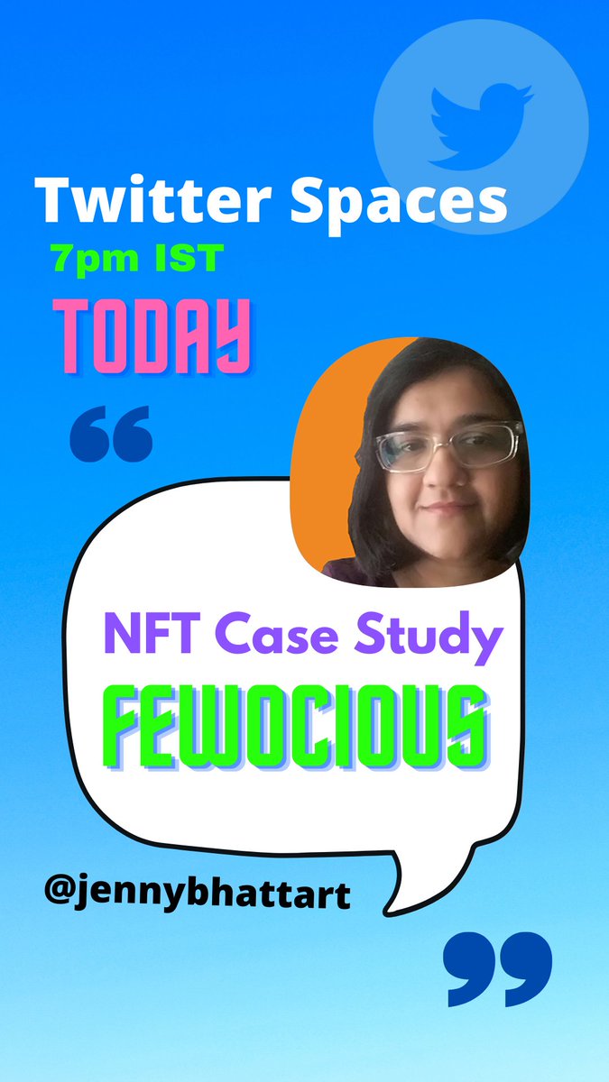 jennybhattart's tweet image. Wondering how #Fewocious became so huge in the NFT space?
Join me at 7pm IST today, as I talk about his roadmap and trajectory