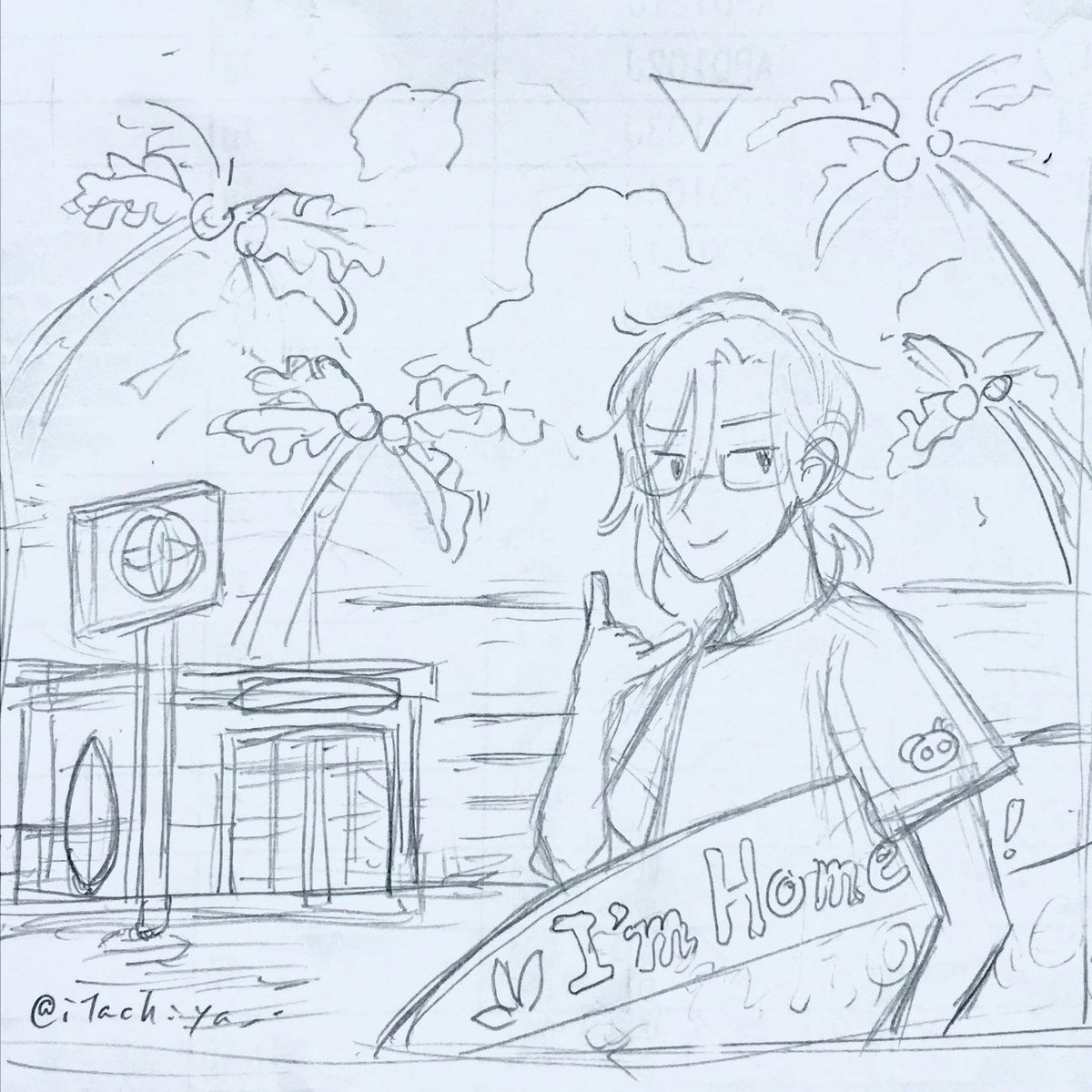 らくがき
サーフ系シティポップコンピレーションアルバムのジャケット笹貫🎋🏄‍♂️ 