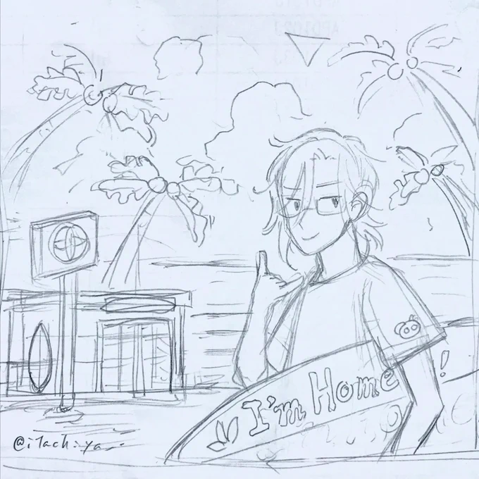らくがき
サーフ系シティポップコンピレーションアルバムのジャケット笹貫🎋🏄‍♂️ 