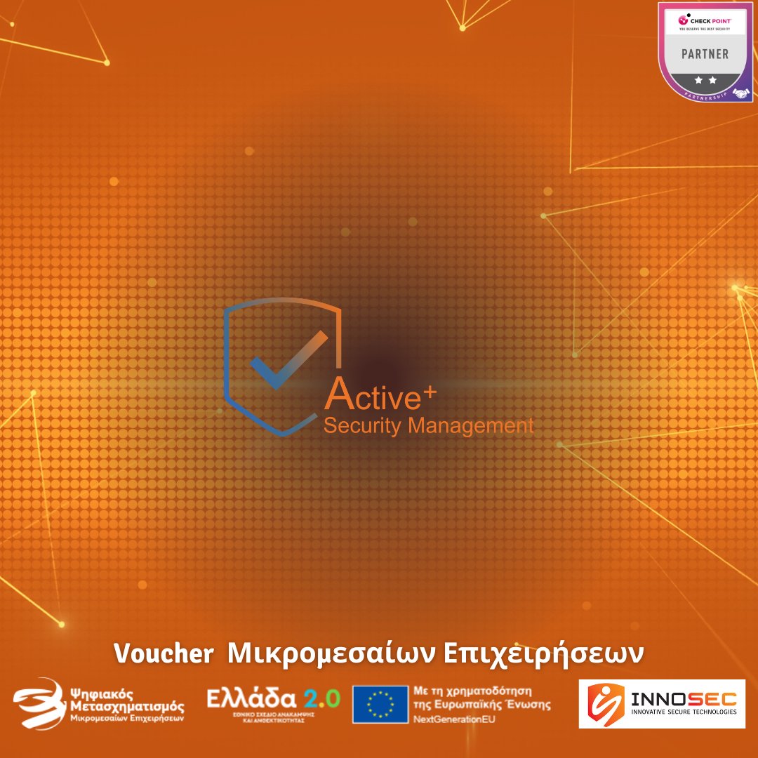 InnoSecGR's tweet photo. Αποκτήστε το καινοτόμο σύστημα Active+ Security Management της #InnoSec μέσω του προγράμματος «Ψηφιακά Εργαλεία ΜΜΕ» με επιδότηση ύψους 90% και εξασφαλίστε τον έγκαιρο εντοπισμό κυβερνοαπειλών και την προστασία των δεδομένων σας.
#voucher #κυβερνοασφάλεια #Active #cybersecurity https://t.co/6uIjapCMcq