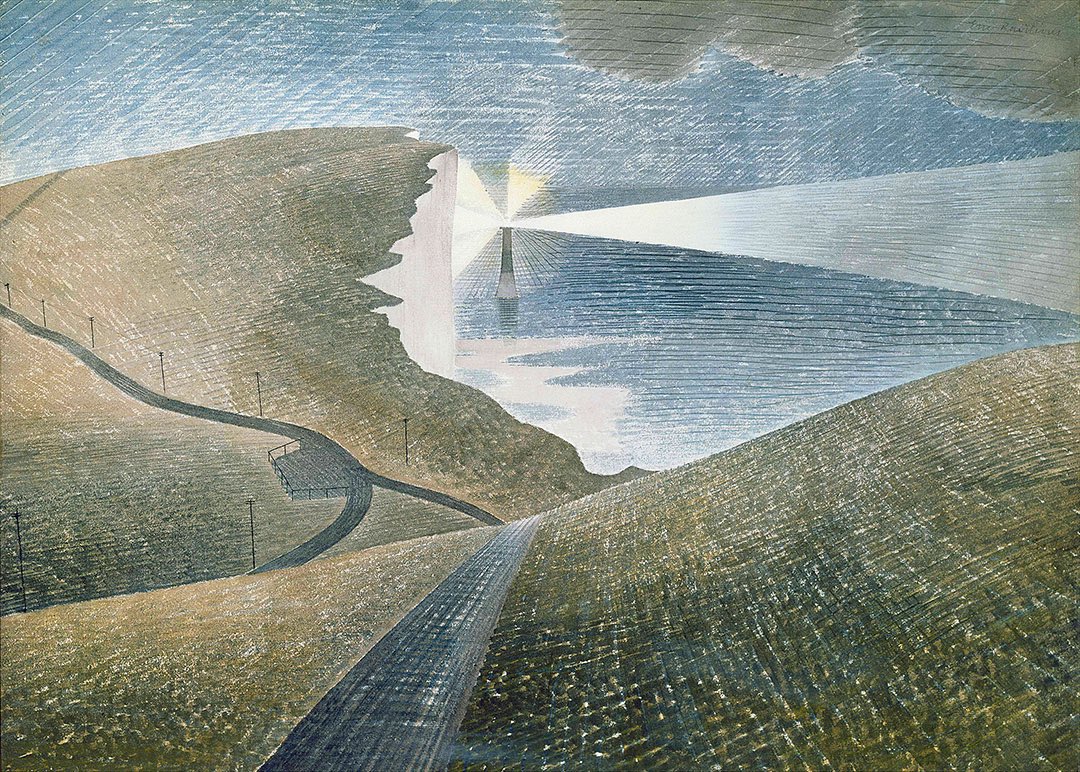 Eric Ravilious was killed #OTD in 1942 when the aircraft he was in during a search &amp; rescue mission off Iceland failed to return. From the countryside to war, his depiction of Britain in the 30s &amp; early years of #WW2 remain an incredible legacy, eighty years after his death.