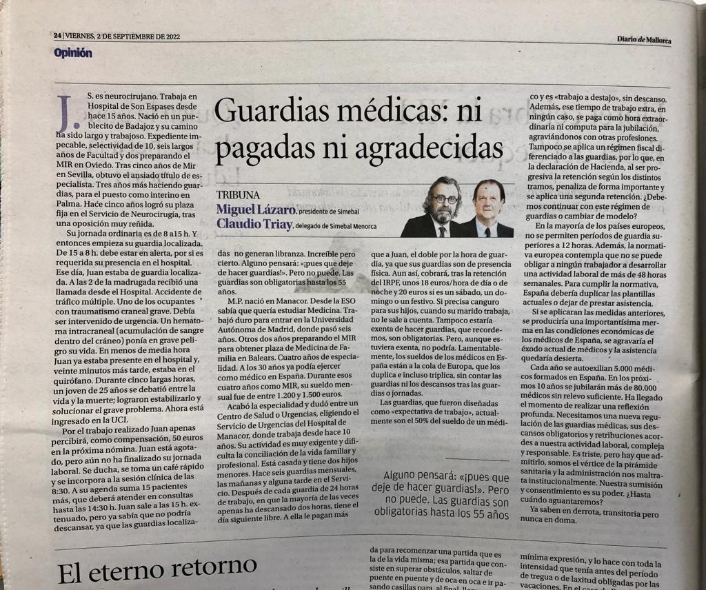 ClaudioTriay's tweet photo. Guardias médicas: ni pagadas ni agradecidas. https://t.co/syzsx4ZL4f