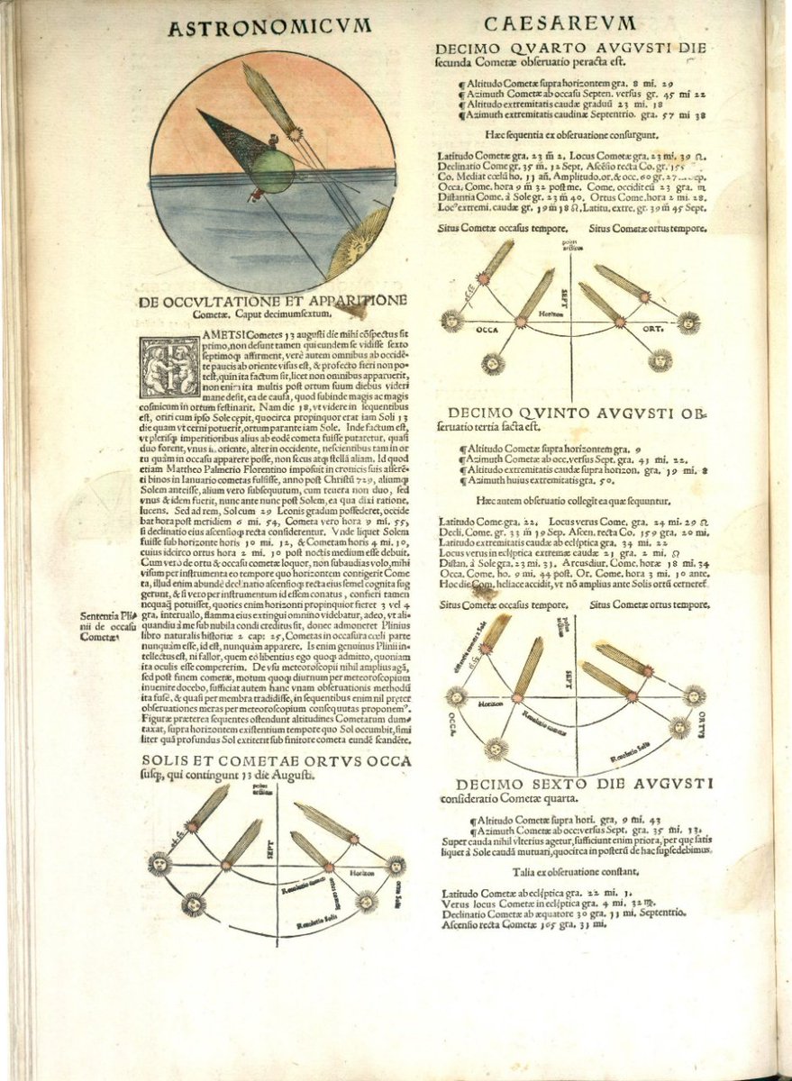 crai_ub's tweet photo. @UniBarcelona @craiublletres @AgustiAlcoberro @crai_bima @FIMA_UB @Bibfiq @FisicaUB @CRAI_CEDI @WellcomeLibrary @BibmatUB @craifgh ☄️ El llibre inclou els resultats de l’observació del cometa que més tard es batejaria com a Halley. Apià va ser el 1er astrònom que va afirmar que la cua dels cometes apunta sempre lluny del sol ☀️.

💻 També present al Museu Virtual de la UB #MVUB 👉 https://t.co/PT9Akq0zjK
⬇️ https://t.co/vOWkliDAAW