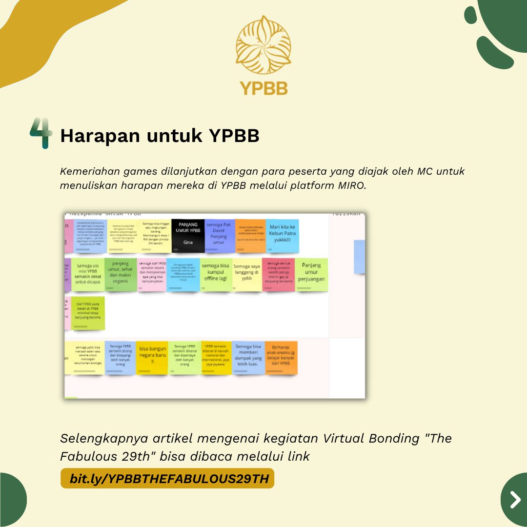 ypbb_id's tweet photo. Virtual Bonding Bulan Juli diselenggarakan oleh tim Divisi PSD bersama dengan Humas untuk memeriahkan HUT YPBB ke 29, dengan tema “The Fabulous 29th”
Selengkapnya mengenai Virtual Bonding bisa dibaca di bio atau kunjungi link https://t.co/Jz2QOqM7Ei
#YPBB #Lingkungan #ZeroWaste https://t.co/S0TbDkJo5T