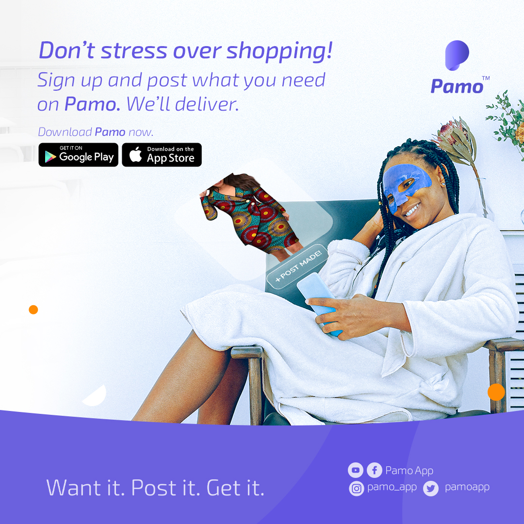 This September, rather than looking for items to buy on various platforms, post a picture of them on Pamo. We will find and deliver them.​

#ShopWithPamo #PamperedByPamo #ShopLikeRoyalty #Shopping #ShoppingMadeEasy