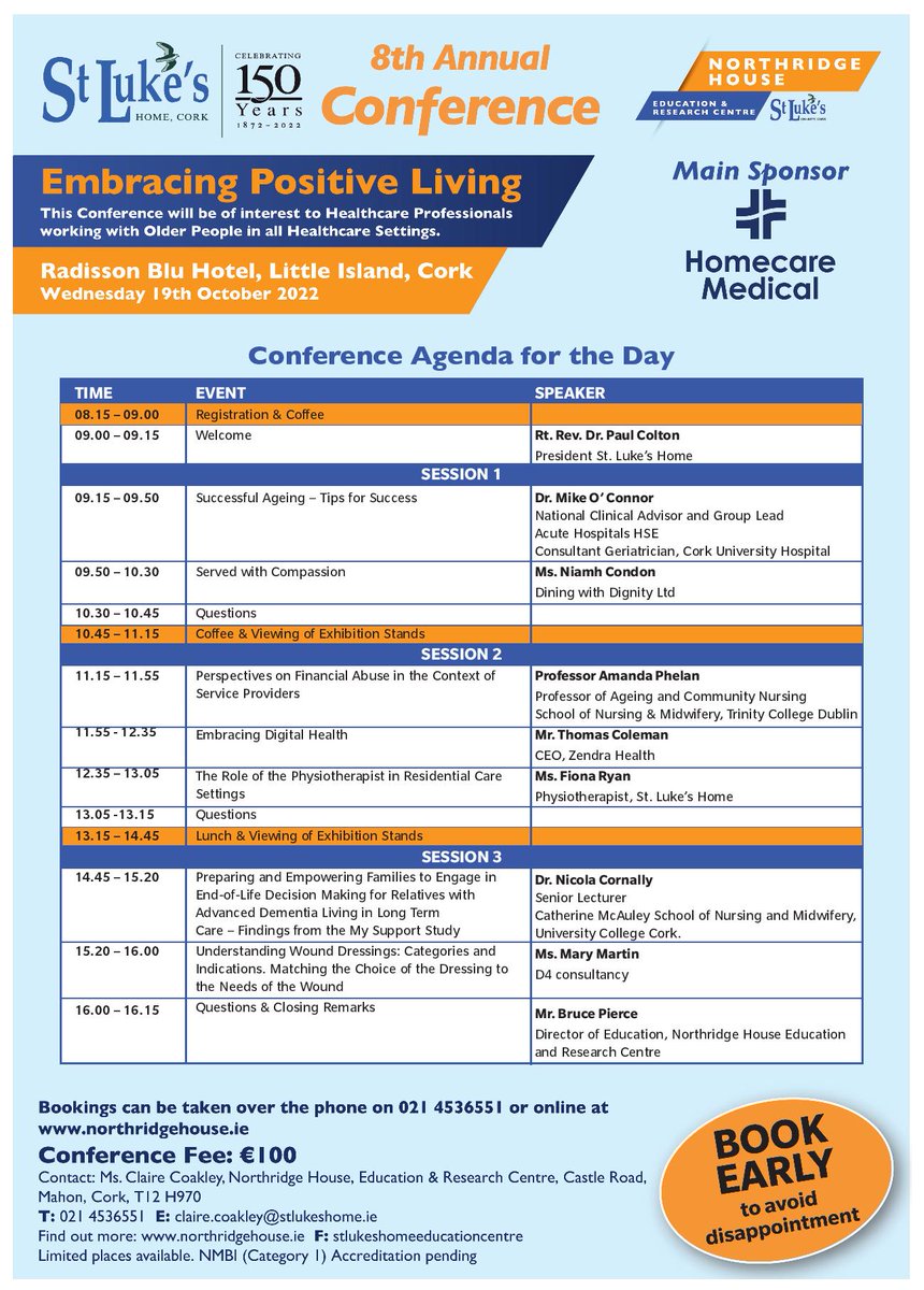 Full details on our Conference on 19th October at Radisson Blu, Little Island 
"Embracing positive Living"
Bookings - by phone 021.4536551 or northridgehouse.ie/listcourse/8th…