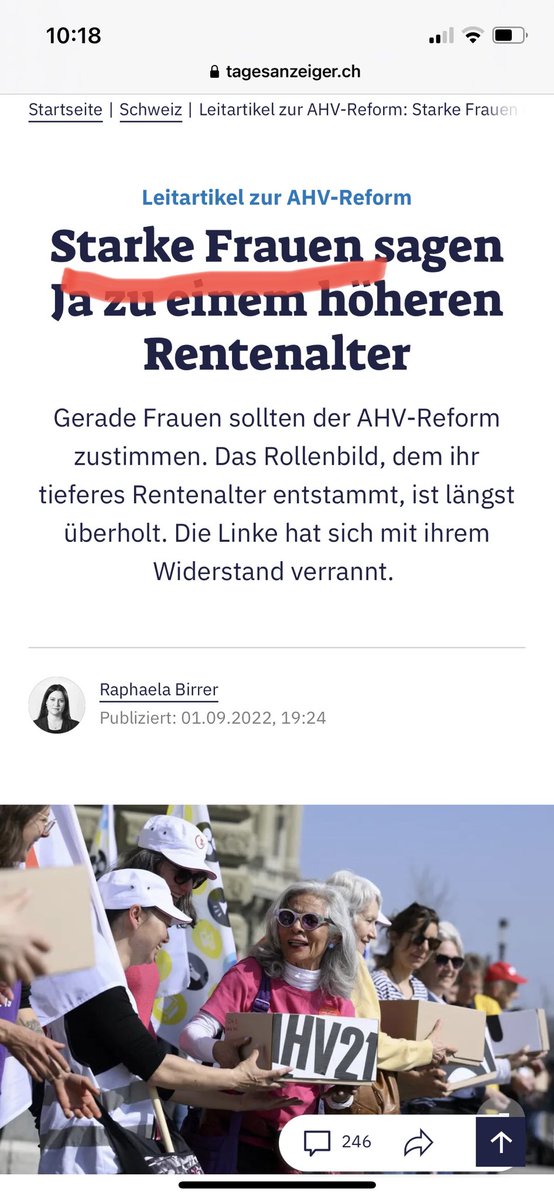Ähhh… 1.) „Starke Frau“ dünkt mich gar patriarchalisch. 2.) Alle, die anders denken als ⁦<a href="/raphaelabirrer/">Raphaela Birrer</a>⁩, sind folglich schwache Frauen? 🤷🏻‍♀️