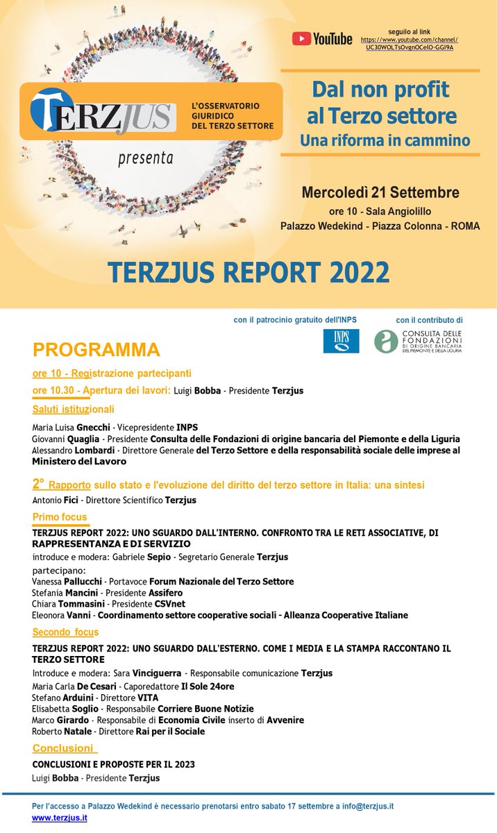 #21settembre ore 10 presentazione <a href="/TERZJUS_IT/">TerzJus</a>  Report 2022 sul #terzosettore a Roma: bit.ly/3TAcBdk. Un capitolo è dedicato alla riforma del #serviziocivile, che ho avuto l'onore e il piacere di realizzare. <a href="/pcm_giovani_scu/">Dipartimento Politiche Giovanili e Servizio Civile</a> <a href="/LuigiBobba/">Luigi Bobba</a> <a href="/EliSoglio/">Elisabetta Soglio</a> <a href="/FraBonomo/">Francesca Bonomo</a> <a href="/cnesc_scu/">CNESC</a>
