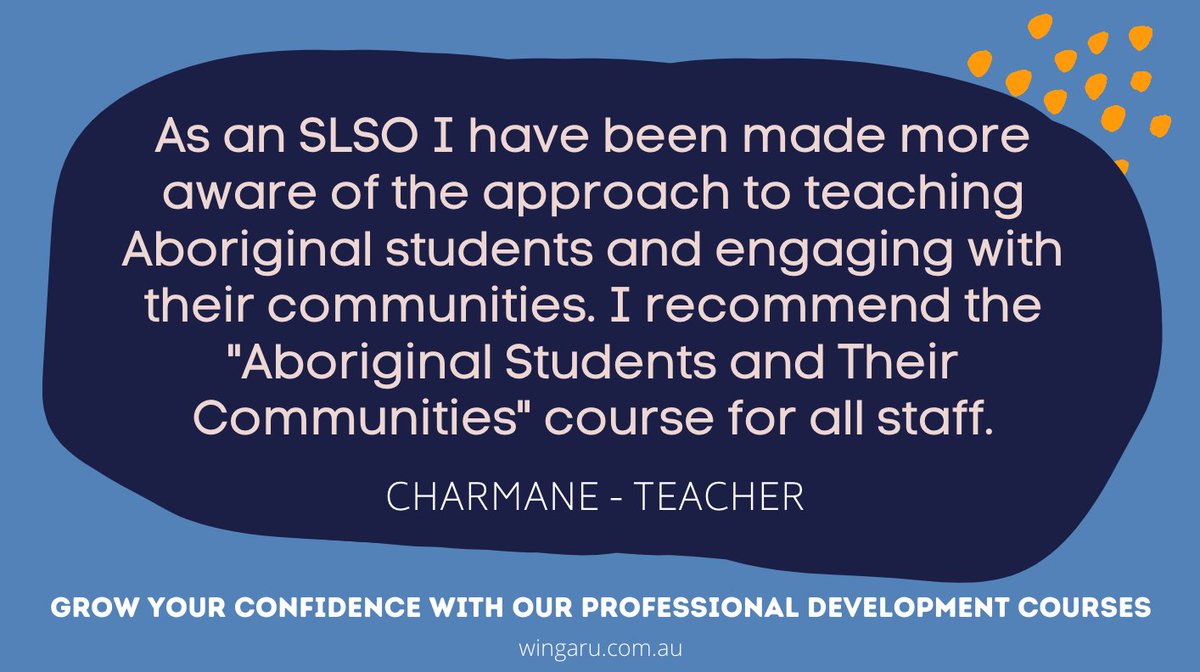 Build your knowledge at your pace with our online #ProfessionalDevelopment courses. Our courses are designed and delivered by #Aboriginal educators and meet the Australian Professional Standards for Teachers.

Visit wingaru.com.au/wingaru-teach.… to learn more about our courses.