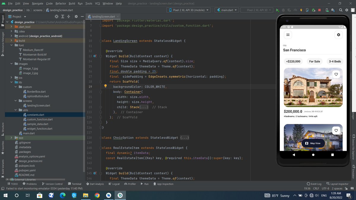 SimingolRasooli's tweet photo. #Designpractice app was our practice work in #Flutter class. So, we learned more about some widgets for designing an application. #Flutter.
@CodeToInspire 
#Flutter
#AfghanGirlsCode
#100DaysOfCode https://t.co/rUBgv0CQXY https://t.co/S189E9gcED https://t.co/b5HG3Evp5t