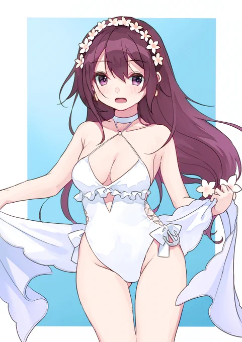 お題箱から、例の水着を着た如月 #艦これ 
