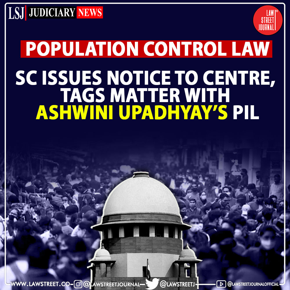 SC issues notice on #PIL seeking #PopulationControlLaw and tagged with @AshwiniUpadhyay 's PIL.

PIL was filed by #SwamiJitendranandSaraswati. @LawstreetJ #ashwiniupadhyay #IndianPopulation #india #SupremeCourt #Population