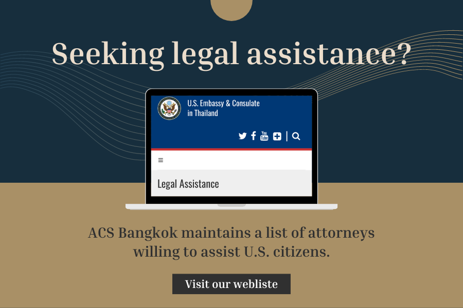 ACSBKK's tweet photo. ACS Bangkok maintains a list of attorneys willing to assist U.S. citizens.  Find it here: https://t.co/Tg2IhD6kTU https://t.co/NiOcsuA1qG