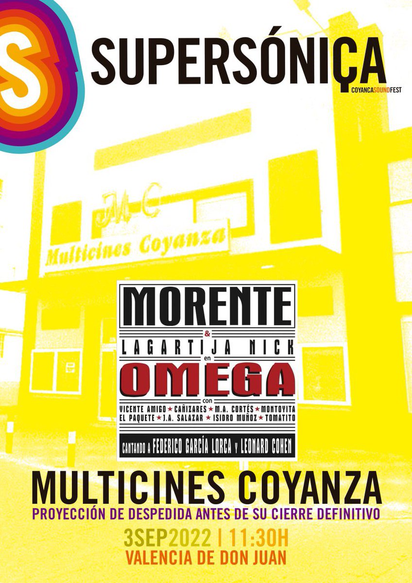 SupersonicaFest's tweet photo. 🎞📽El @SupersonicaFest traerá muchas cosas a @ValenciaDeDJuan, una de ellas la última proyección en Multicines Coyanza de esta etapa: Se proyectará el documental OMEGA.

🗓 3//SEPT
🕦 11:30h. (De la mañana)
📍 Multicines Coyanza
🎟ENTRADA GRATUITA

#YoSoySupersóniça 🌈 https://t.co/8ClMNYW1xU