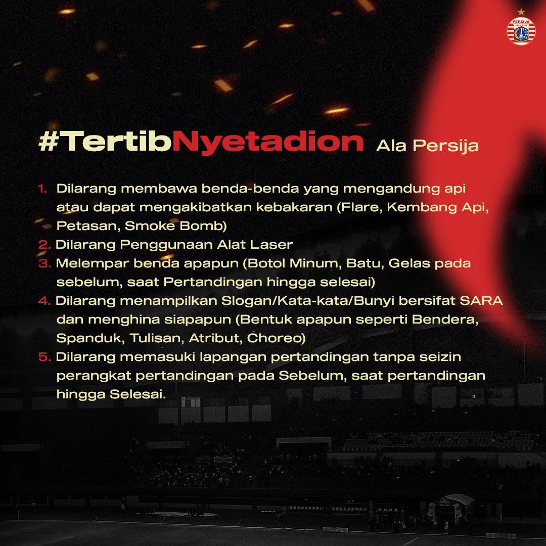 Jak, terima kasih atas dukungan penuh kepada Persija Jakarta. Saat ini tiket online sudah habis.

Dan untuk kalian yang ingin membeli Tiket Ekonomi, silakan hubungi Korwil The Jakmania masing-masing 👆🔴

#TertibNyetadion #ToTheNextLevel #BelieveIn12 #PersijaJakarta