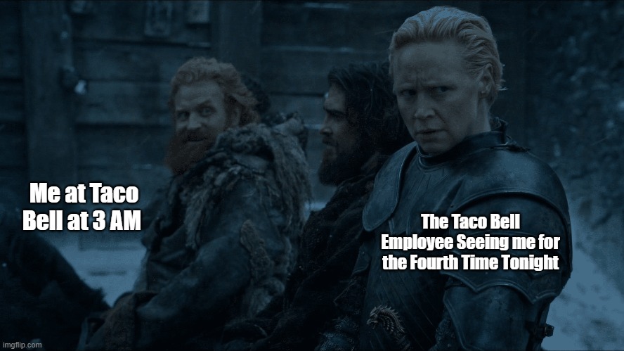 xoAnthesisox's tweet photo. I can't think of a better way to fill the void of waiting for the next House of the Dragon episode;
 
✔ Rewatching Game of Thrones
✔ Making a few @tacobell trips along the way.

#MCO335 #GameofThrones https://t.co/3J9IoWIrQJ