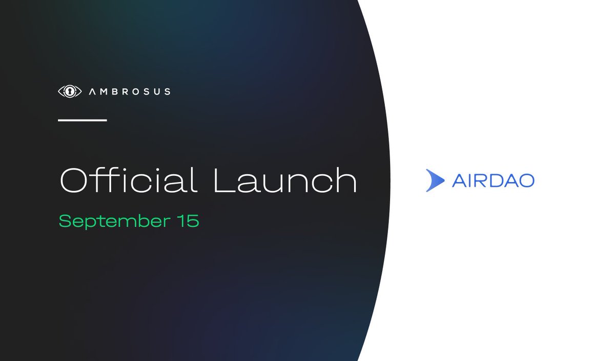 ascendianetwork's tweet image. #AirDAO is coming soon.

15 September. Mark your calendars.

Read more:
blog.ambrosus.io/introducing-ai…