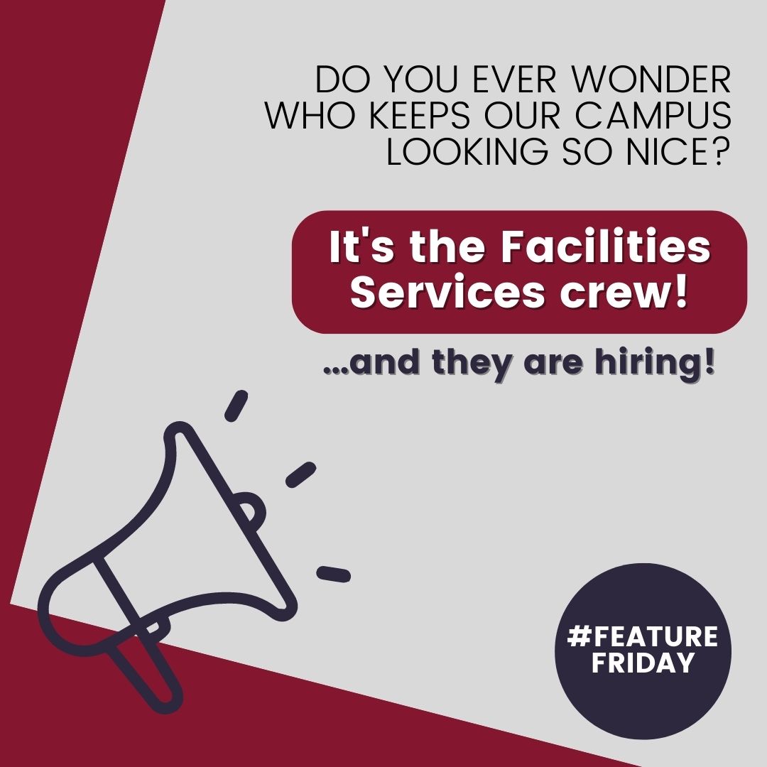 vcsucareer's tweet photo. This week we are featuring VCSU Facilities Services! They all work so hard to keep our campus safe, clean, and looking nice. Show your appreciation toward our FS crew when you see them out today! Also... they're hiring student workers! Apply at https://t.co/ahWOg2LtMU. https://t.co/w63m9r41HT
